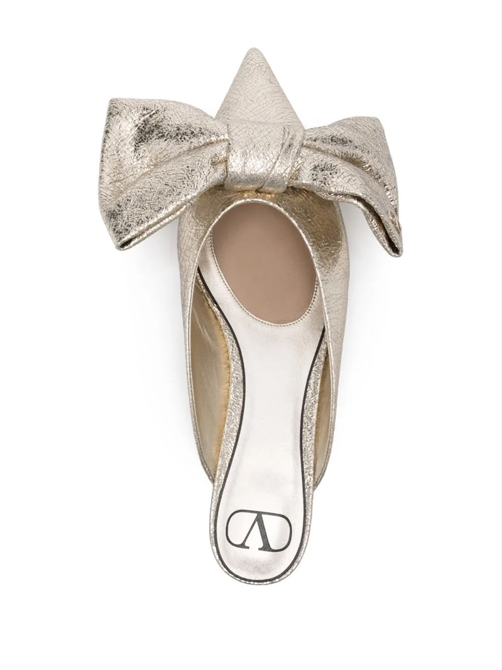Metallic Bow Slingback Flat — Gold — Valentino Garavani