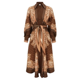 Luna Shirt Dress — Caramel Paisley, main image