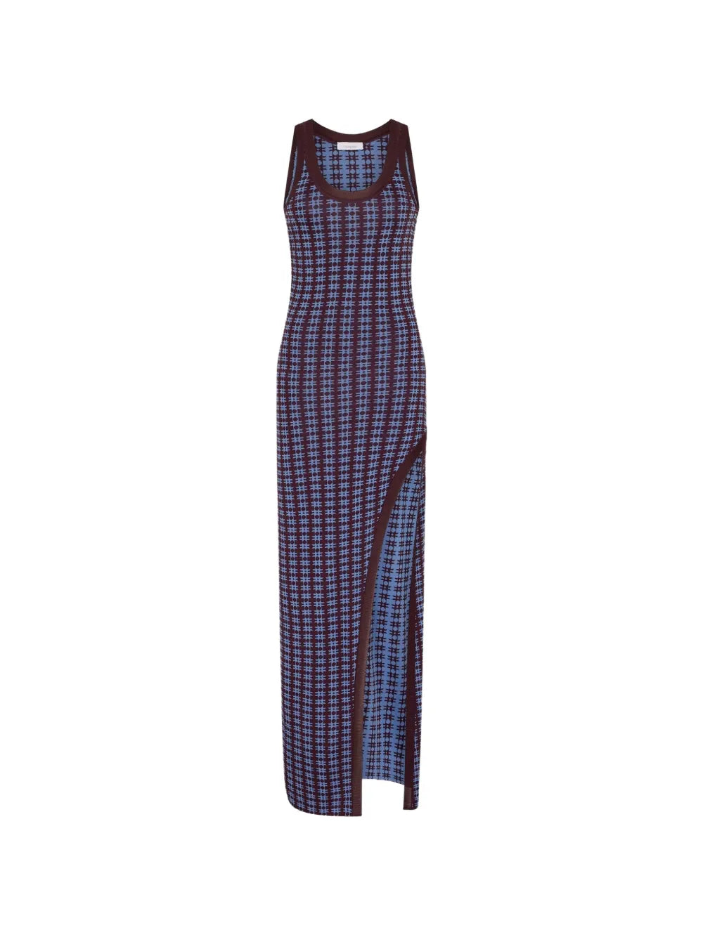 Sleeveless Slit Midi Dress — geometric print, main image