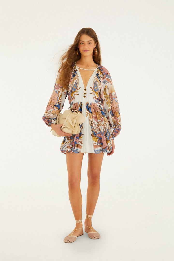Sea Garden Mini Bubble Dress — Sea Garden Off-White — Farm Rio