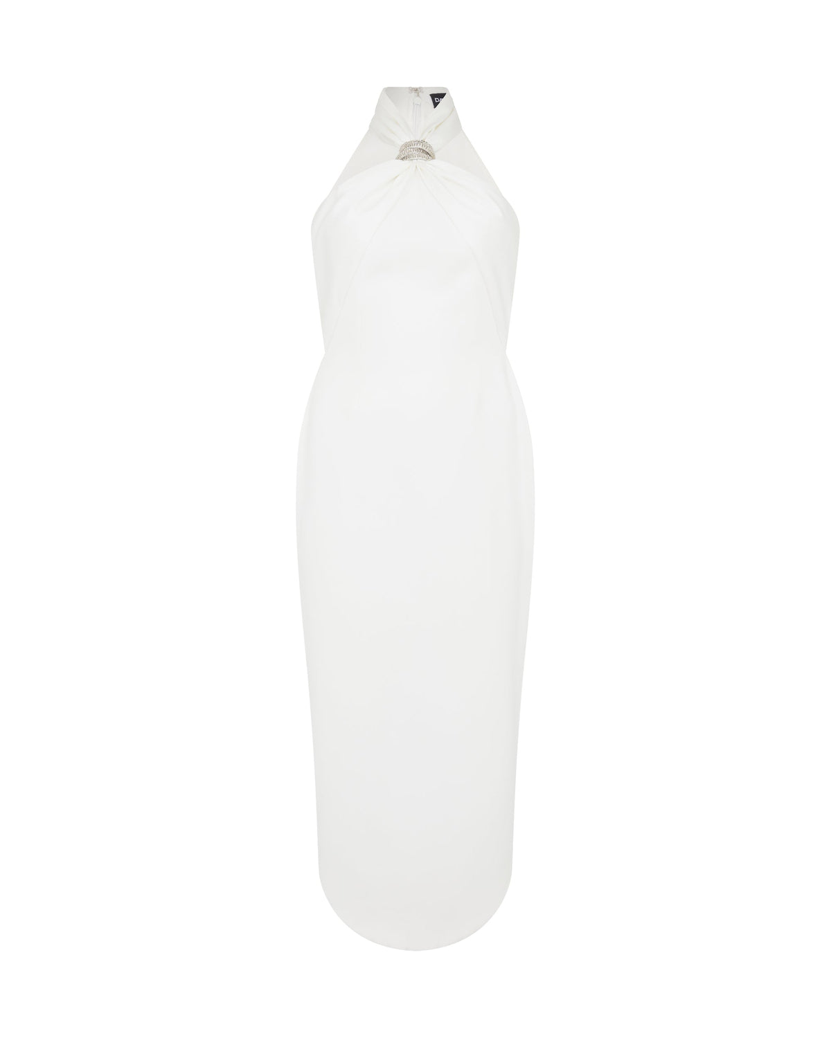 Crystal Arch Halter Midi Dress — White/Silver, main image
