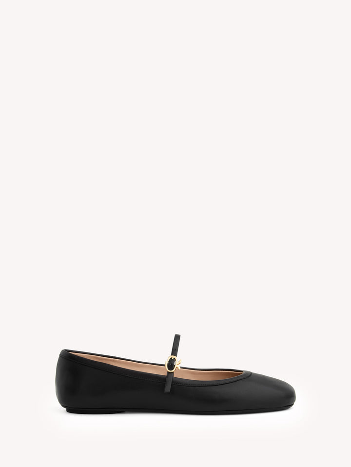 Carla Ballerina Flat — Black Nappa — Gianvito Rossi