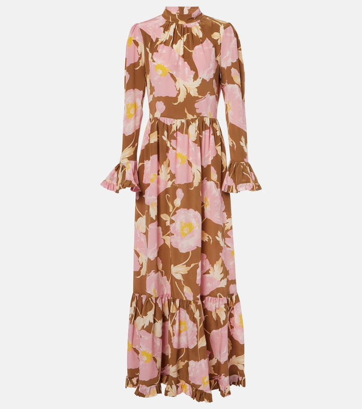 Visconti Silk Crepe de Chine Maxi Dress — Sylph / Khaki