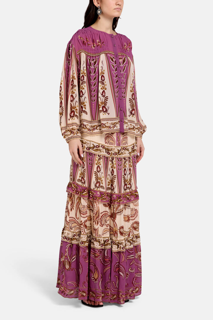 Delicate Ainika Smocking Long Sleeve Blouse — Delicate Ainika Sand