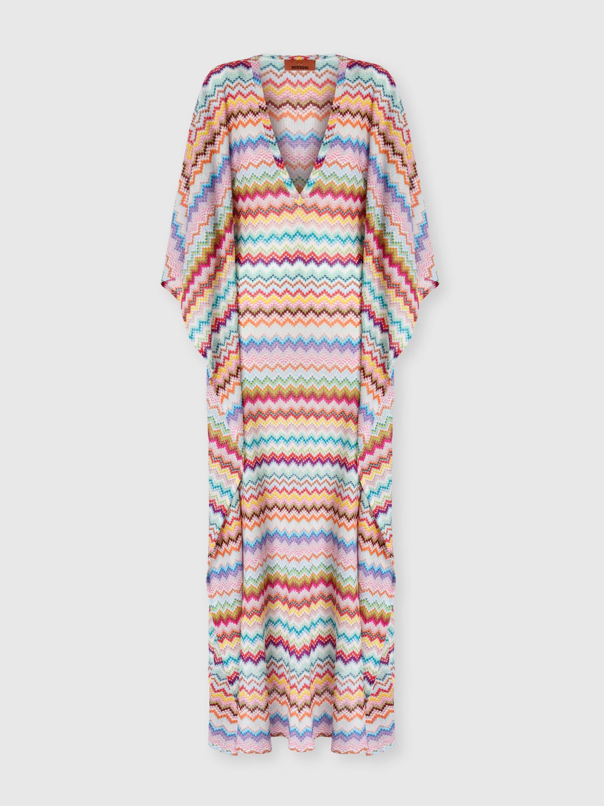 Long Caftan Cover-Up, micro pixel zigzag — SM9WV, main image