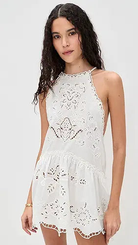 White Richilieu Mini Dress — White
