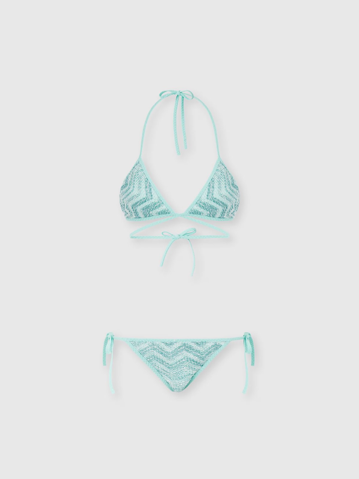 Triangle Mesh Bikini, zigzag and sequins — Light Blue S72PH, main image