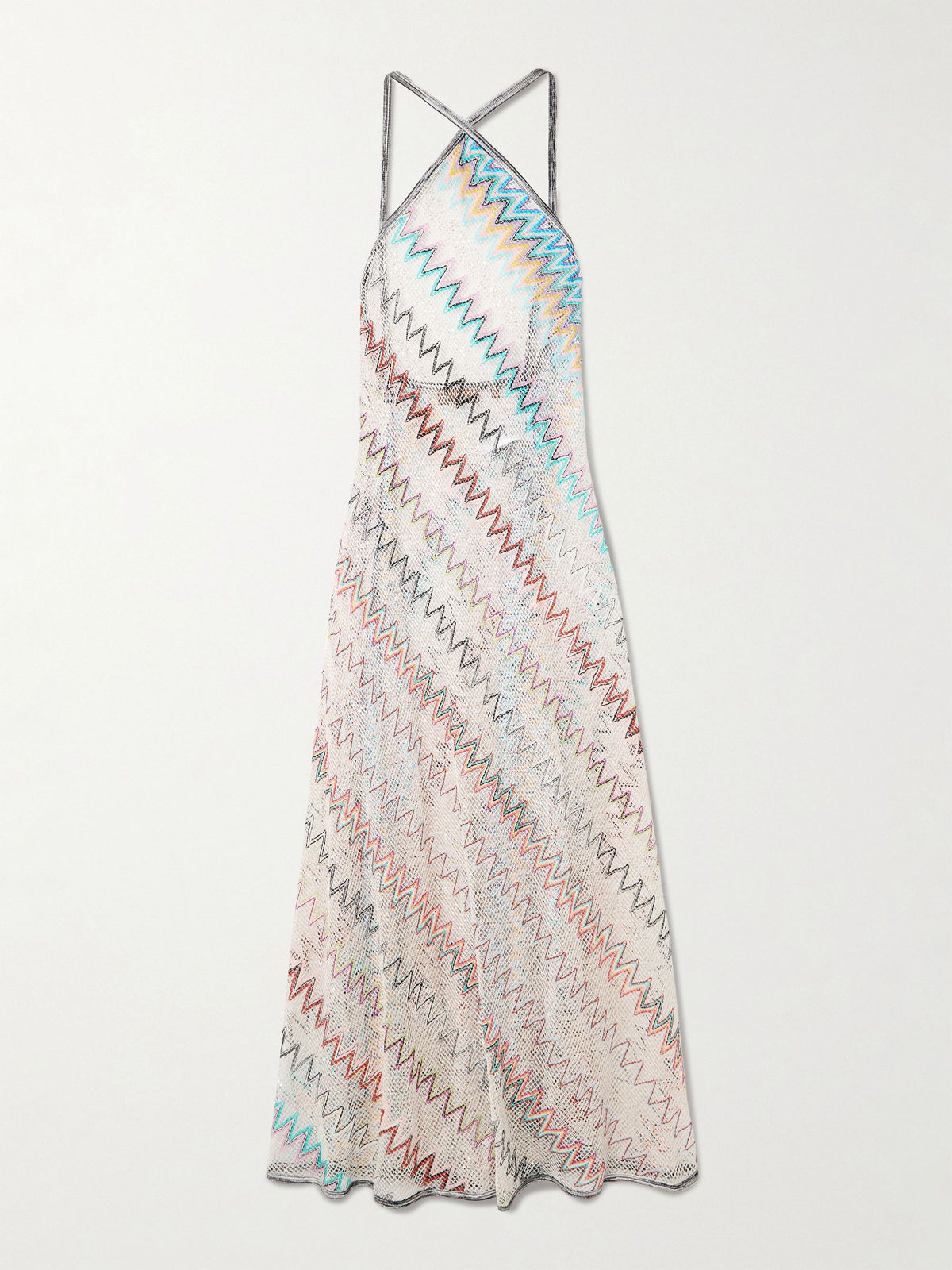 Long Cover-Up, Mare striped metallic crochet-knit — SM9MV, main image