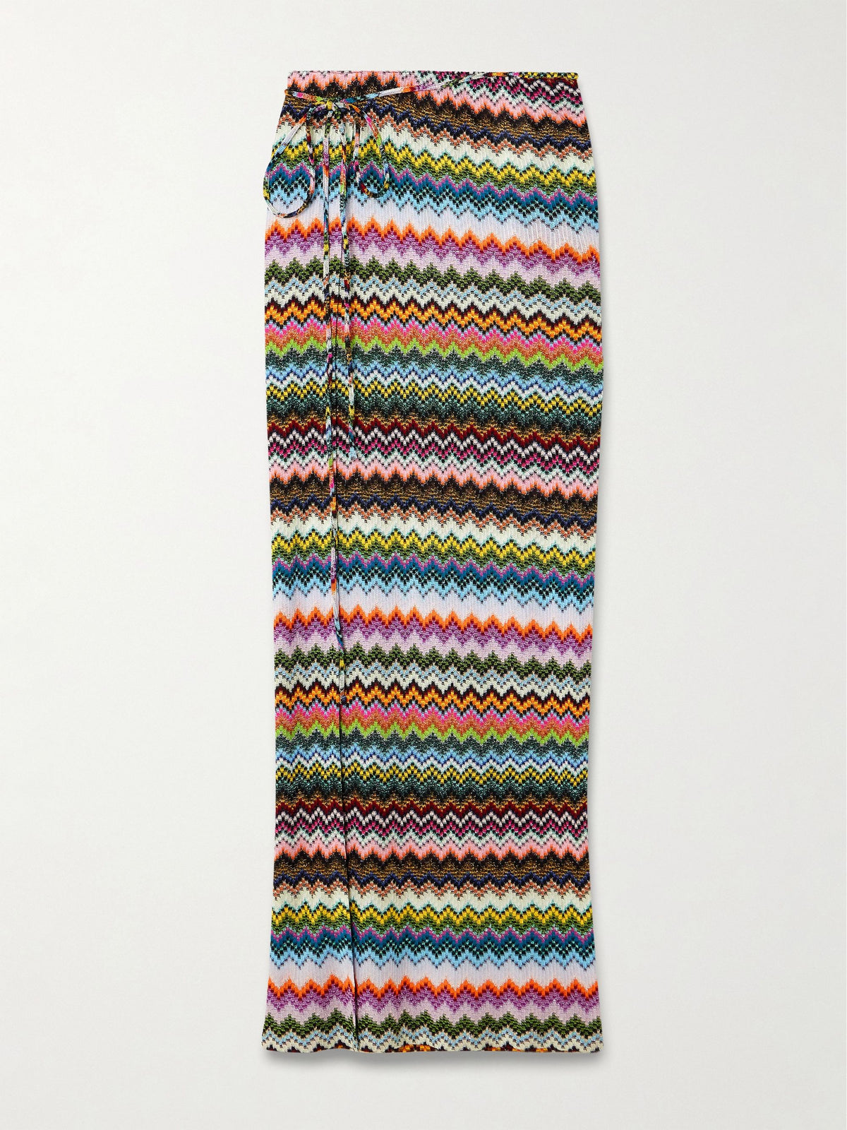 Mare Striped Metallic Crochet-Knit Maxi Wrap Skirt — SM9YJ, main image